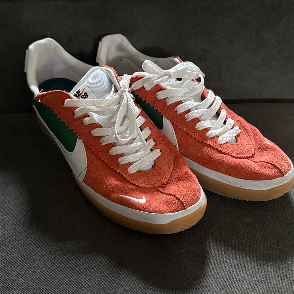 Nike SB Orange and Green sneakers, size 9.5